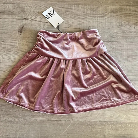 ZARA Kids | Pink | RUFFLED VELVET SKIRT - Picture 5 of 6